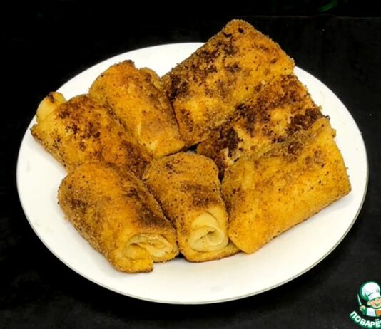 Блинчики с овощной начинкой в панировке