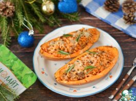 Батат, фаршированный индейкой