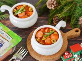 Горячая закуска из сосисок «Солянка»