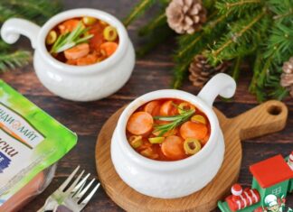 Горячая закуска из сосисок «Солянка»