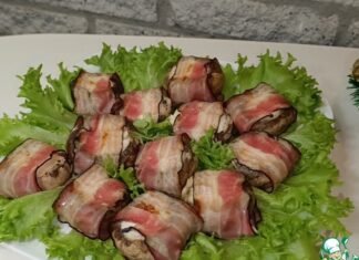 Грибы в беконе с крем-сыром