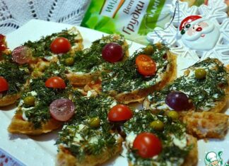 Творожно-овсяные вафли с ветчиной