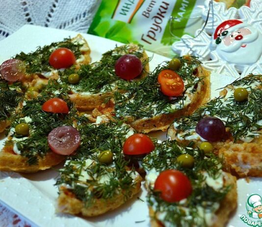 Творожно-овсяные вафли с ветчиной