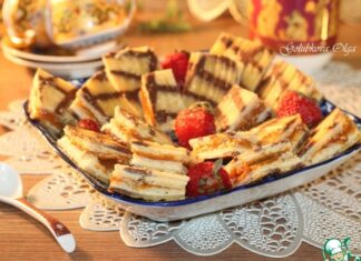 Полосатое пирожное с вареной сгущенкой