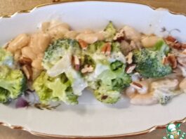 Запеканка с брокколи, фасолью, грецкими орехами