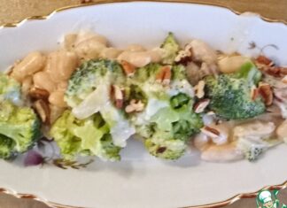 Запеканка с брокколи, фасолью, грецкими орехами