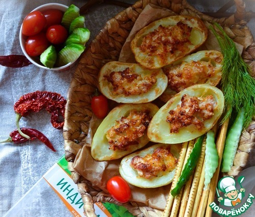 Картофельные лодочки с индейкой и сулугуни