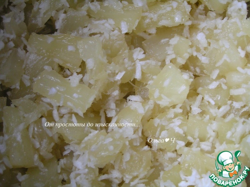 Кокосовый торт-безе с ананасами