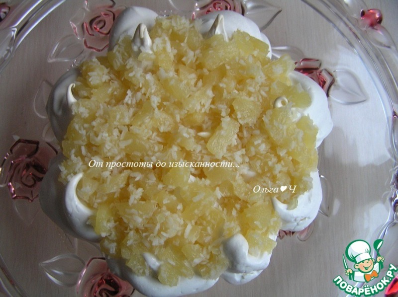 Кокосовый торт-безе с ананасами