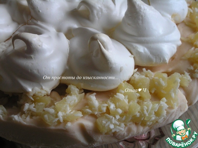 Кокосовый торт-безе с ананасами