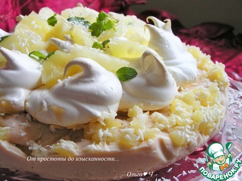 Кокосовый торт-безе с ананасами