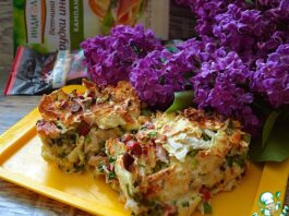 Пирог из лаваша с ветчиной и колбасками