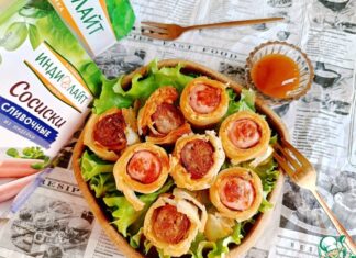 Пятачки из лаваша с сосисками