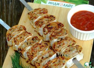Рулетики-гриль из лаваша с индейкой