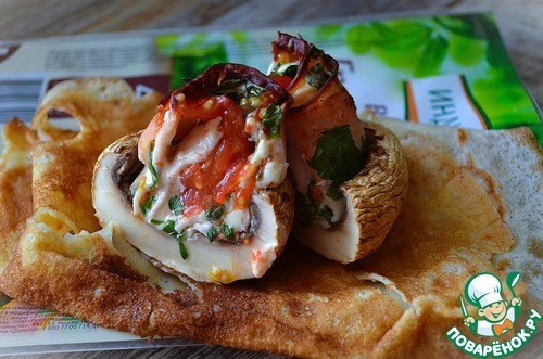 Шампиньоны с ветчиной и сыром