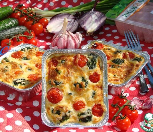 Запеканка с брокколи и индейкой