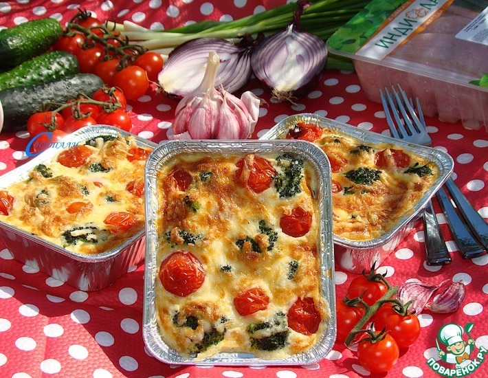 Запеканка с брокколи и индейкой
