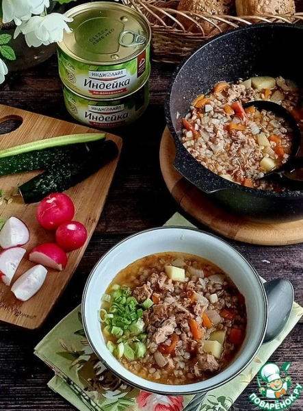 Гречневый суп с тушёнкой "Походный"