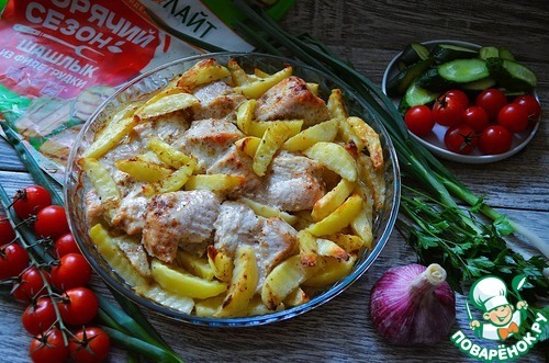 Индейка в маринаде запечённая с картофелем