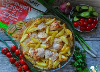 Индейка в маринаде запечённая с картофелем