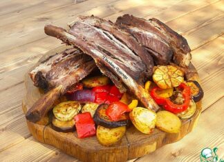 Ребра говяжьи с овощами