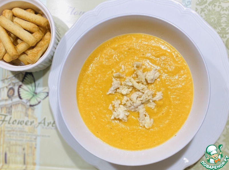Суп-пюре с бататом и куриной грудкой