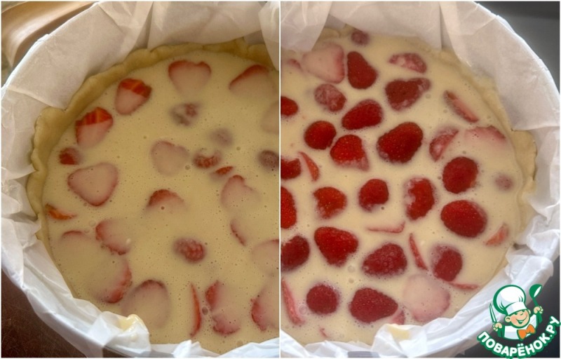 Тарт с клубникой и сметанной заливкой