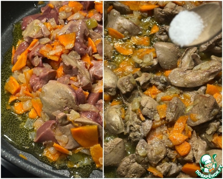 Гречневая каша с куриной печенью