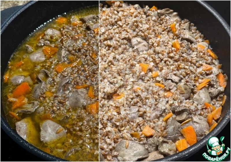 Гречневая каша с куриной печенью