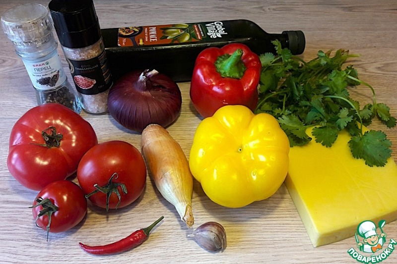 Кесадилья с курицей, овощами, зеленью, сыром