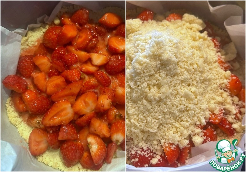 Насыпной пирог с клубникой