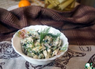 Салат с говяжьим сердцем и маринованными овощами