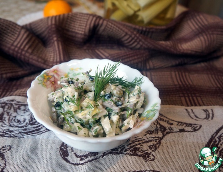 Салат с говяжьим сердцем и маринованными овощами