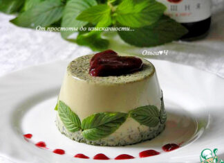 Мятное бланманже с вишневым конфитюром