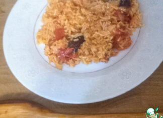 Острый рис с баклажанами и помидорами