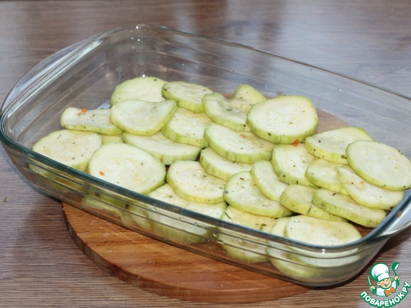 Запеканка с картофелем, кабачками, мясным фаршем
