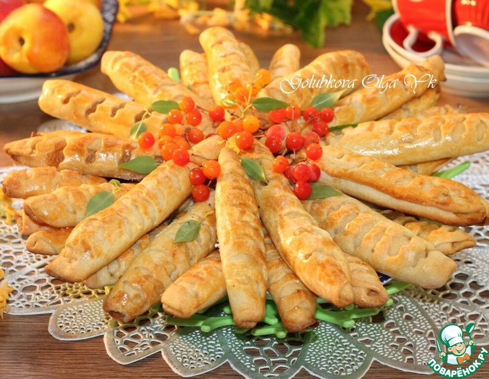 Булочки-трубочки с творогом и повидлом