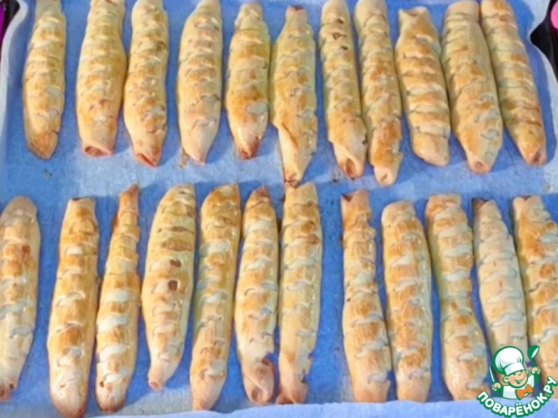 Булочки-трубочки с творогом и повидлом