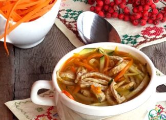 Осенний овощной суп с гречневым омлетом