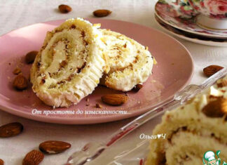 Рулет на сгущёнке с миндалём