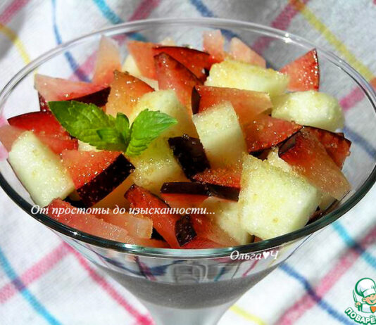 Шоколадно-дынный десерт со сливой