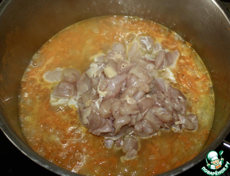 Солянка с курицей. Без масла, но на курином бульоне