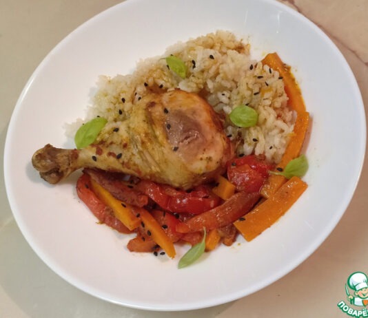 Курица, запеченная в рукаве с перцем и морковью