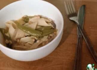 Паста со стручковой фасолью, орешками, пармезаном