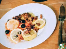 Рыба, запечённая с харисой и орехами