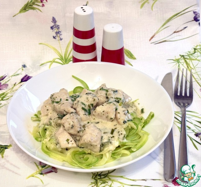 Спагетти из цуккини с курицей
