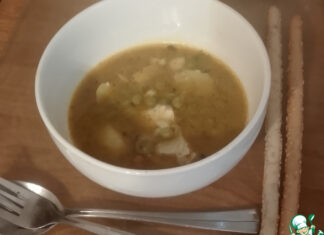 Кокосовое карри с зелёным горошком