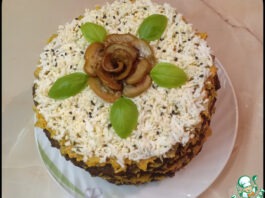 Печеночный торт с грибами
