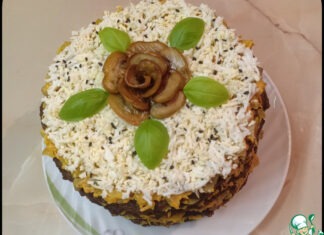 Печеночный торт с грибами