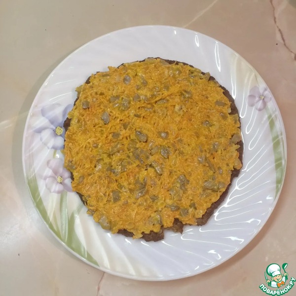 Печеночный торт с грибами
